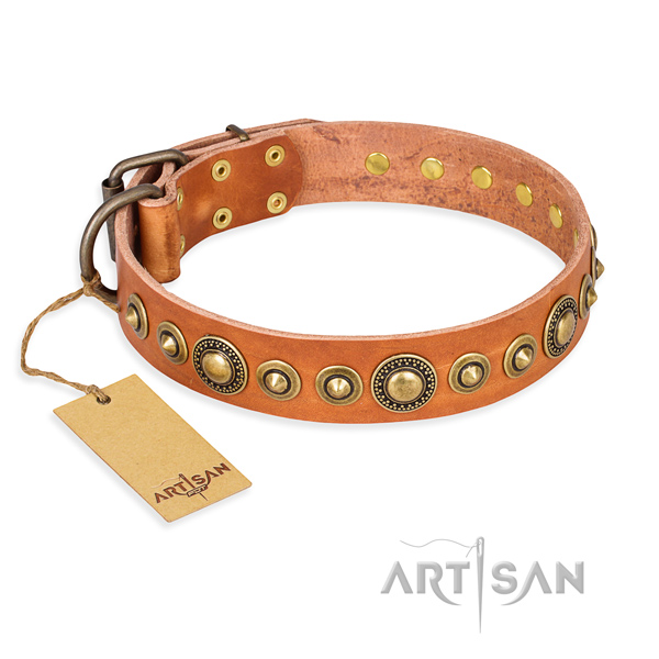 Flexible natural genuine leather collar created for your canine