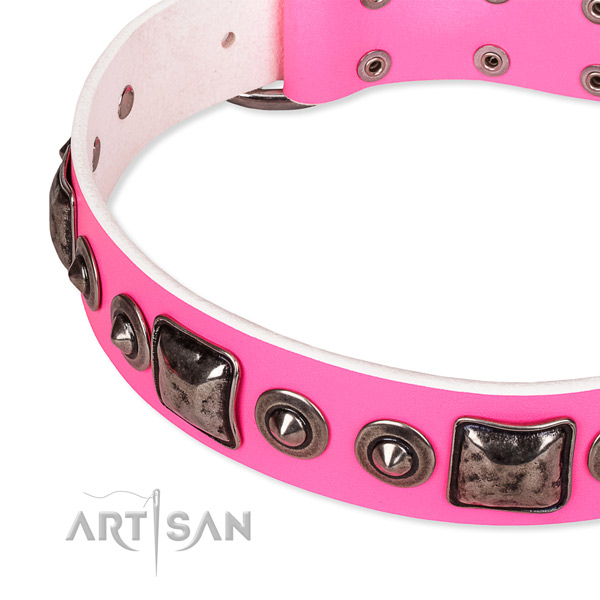 Soft to touch full grain natural leather dog collar handcrafted for your attractive four-legged friend