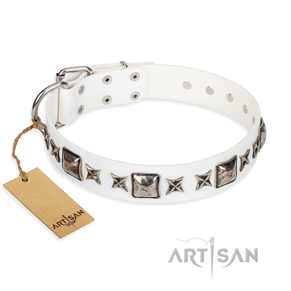 Genuine leather dog collar made of best quality material with corrosion resistant traditional buckle
