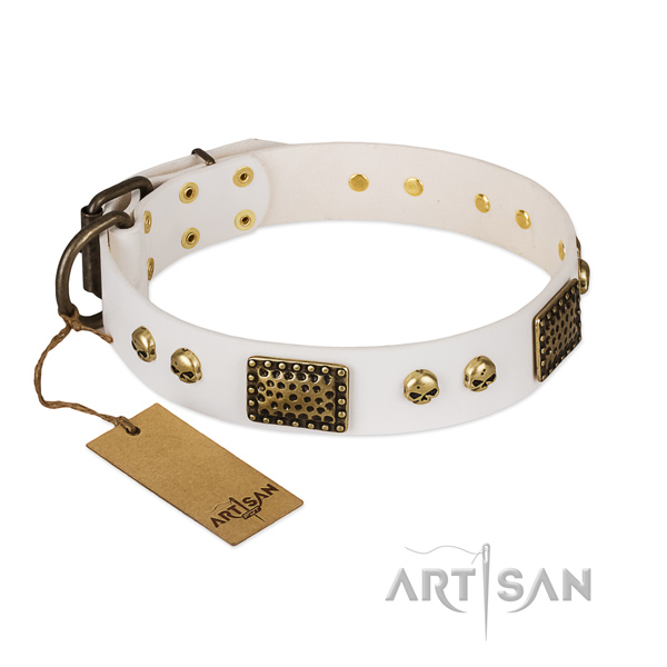 Rust-proof embellishments on comfortable wearing dog collar
