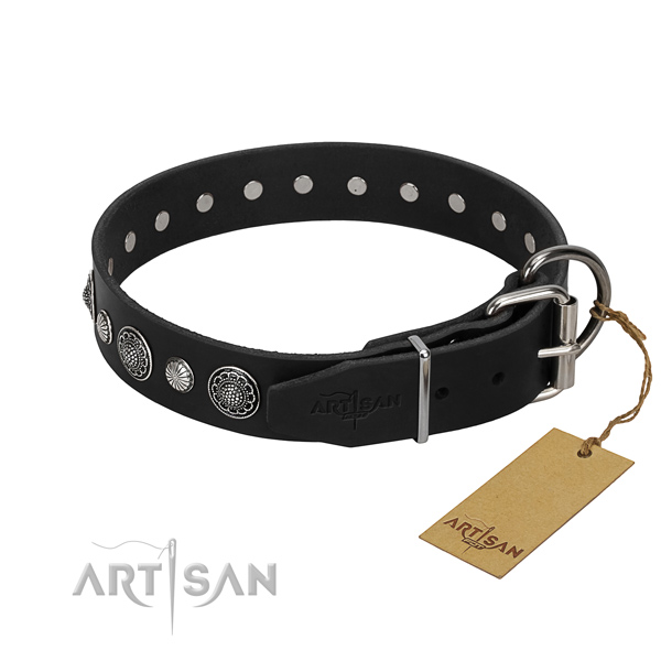 Best quality genuine leather dog collar with amazing adornments