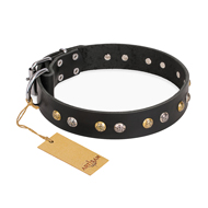 "Jewelry Peas" FDT Artisan Decorated Black Leather English Bulldog Collar "Jewelry Peas" FDT Artisan Decorated Black Leather English Bulldog Collar