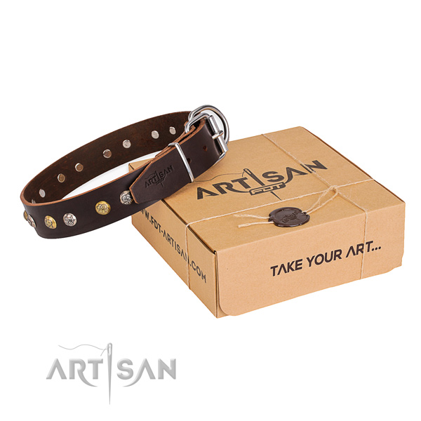 Gentle to touch leather dog collar created for easy wearing