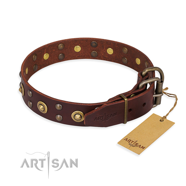 Durable hardware on leather collar for your handsome canine