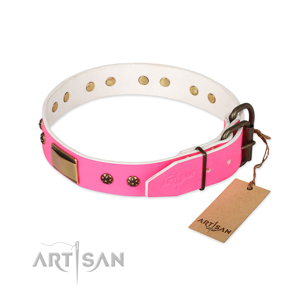 Rust resistant hardware on genuine leather dog collar for your dog