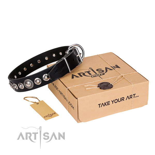 Reliable natural leather dog collar