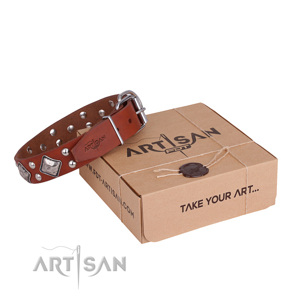 Easy wearing dog collar with Exquisite rust-proof adornments