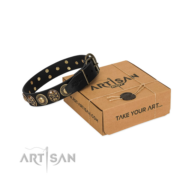 Corrosion proof decorations on dog collar for stylish walking