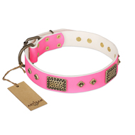 "Frenzy Candy" FDT Artisan Decorated Pink Leather English Bulldog Collar "Frenzy Candy" FDT Artisan Decorated Pink Leather English Bulldog Collar