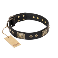 "Jewel Passion" FDT Artisan Fashionable Black Leather English Bulldog Collar "Jewel Passion" FDT Artisan Fashionable Black Leather English Bulldog Collar