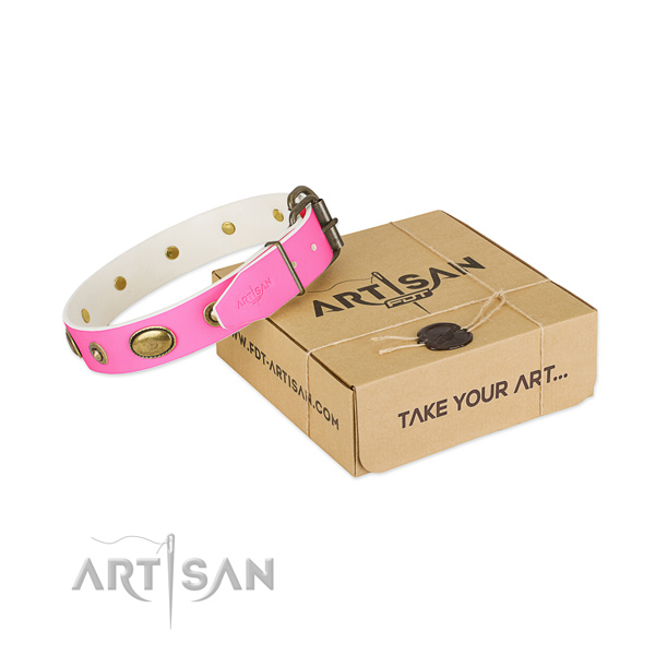 Handcrafted natural leather collar for your lovely canine