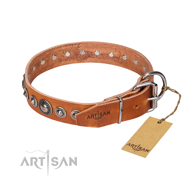 Leather dog collar made of best quality material with rust resistant studs