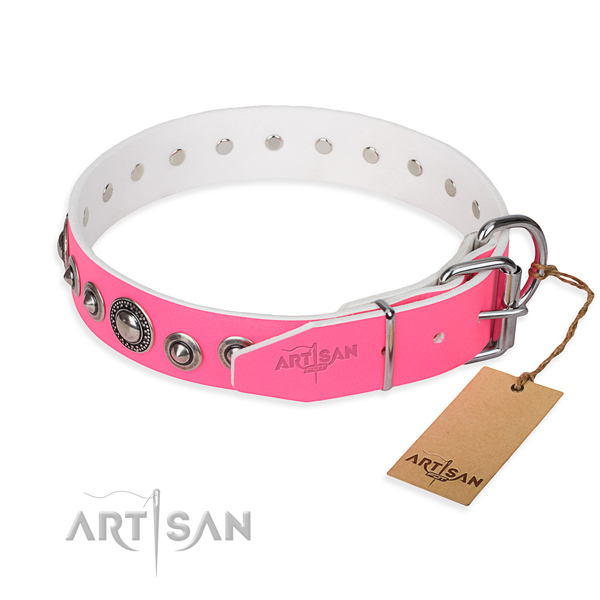 Leather dog collar made of best quality material with durable embellishments