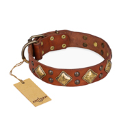 "Flight of Fancy" FDT Artisan Adorned Leather English Bulldog Collar "Flight of Fancy" FDT Artisan Adorned Leather English Bulldog Collar
