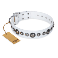 "Ice Age" FDT Artisan White Studded Leather English Bulldog Collar "Ice Age" FDT Artisan White Studded Leather English Bulldog Collar
