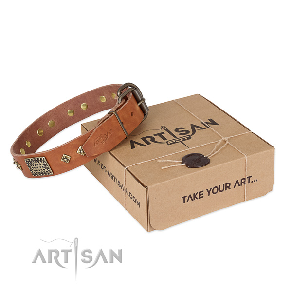 Easy to adjust full grain leather collar for your handsome pet