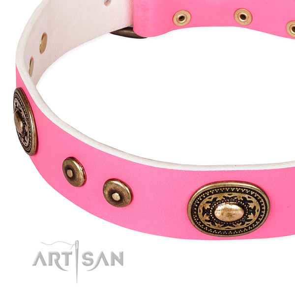 Leather dog collar made of top notch material with embellishments
