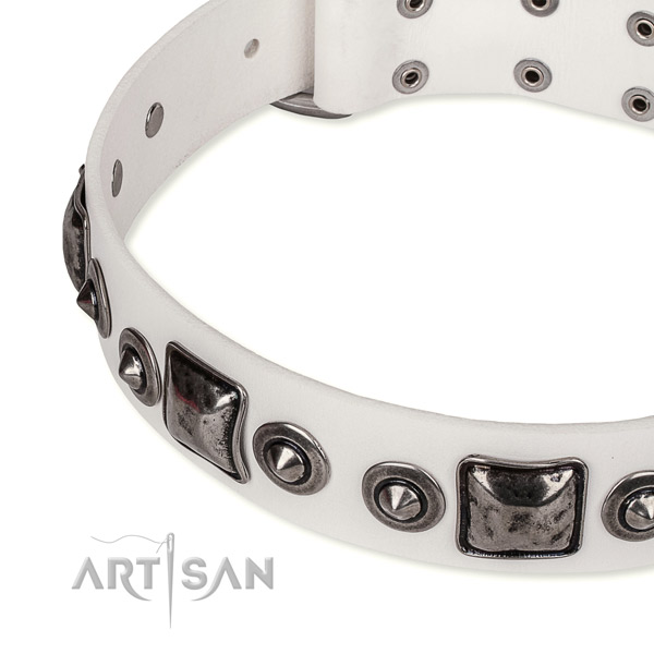 Soft full grain genuine leather dog collar handmade for your lovely dog