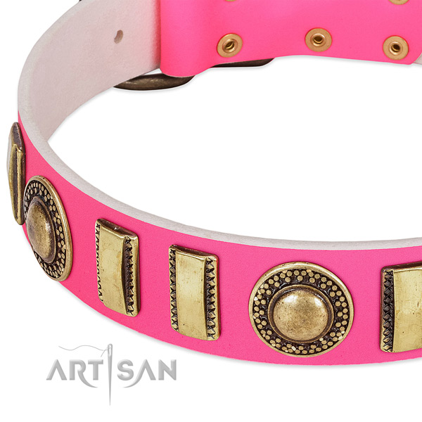 Reliable full grain leather dog collar for your lovely dog