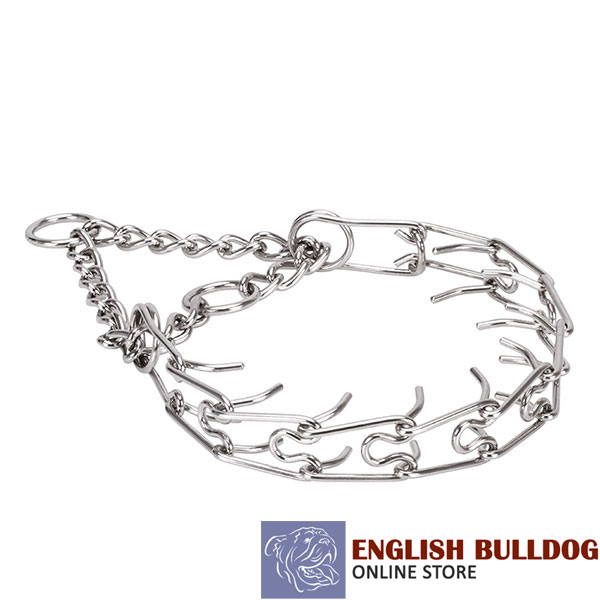 Rust proof stainless steel prong collar for badly behaved canines