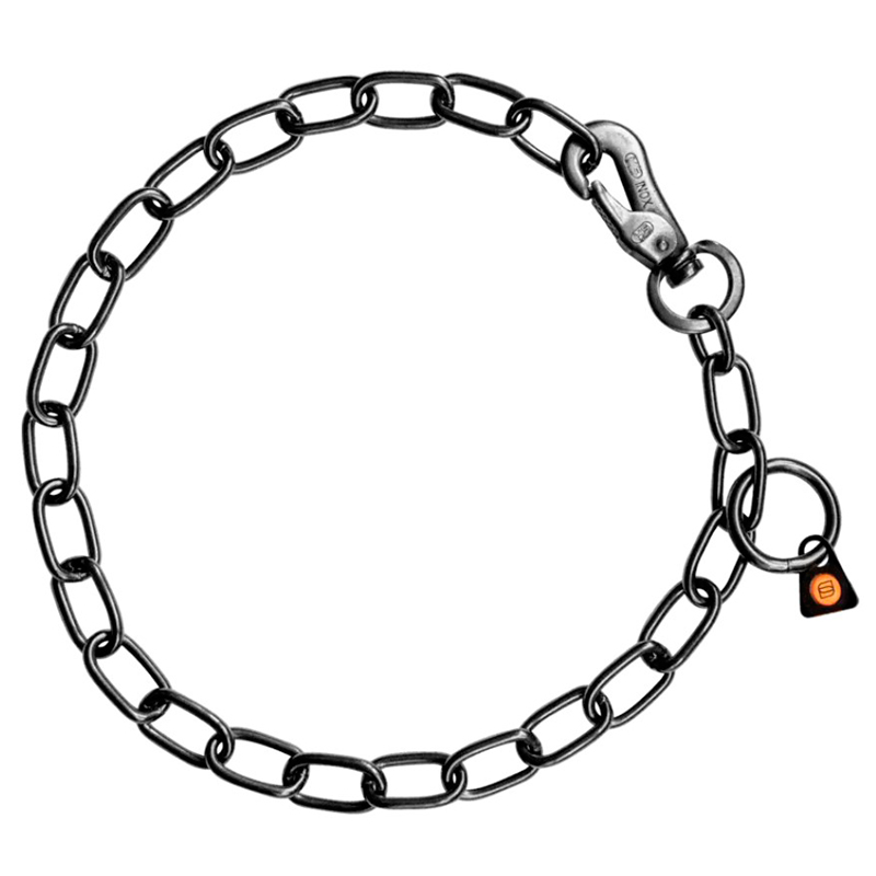 Herm Sprenger Black Stainless Steel Chain Collar with Snap Hook - 3.0 mm - Click Image to Close