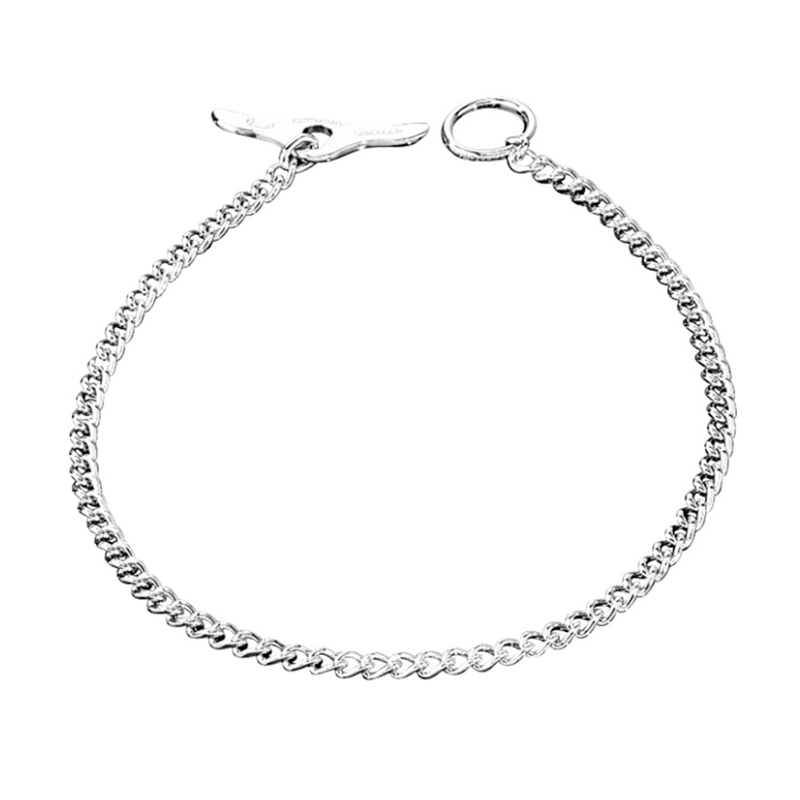 Chrome Plated Short Link Dog Collar with Round Links and Toggle - 2.0 mm - Herm Sprenger - Click Image to Close