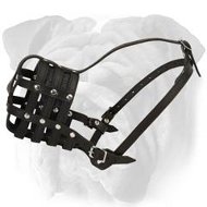 Lightweight Leather Cage Dog Muzzle For English Bulldog