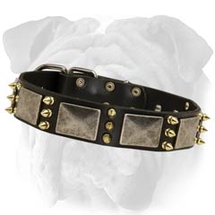 Non-Toxic Decorated Leather English Bulldog Collar
