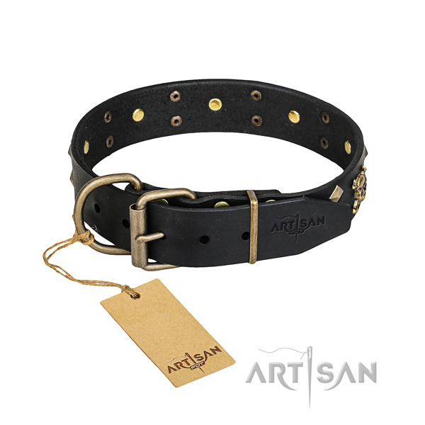 Leather dog collar with smoothed edges for comfy everyday appliance