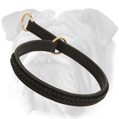 English Bulldog Braided Leather Collar