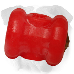 Challenging treat holding English Bulldog toy