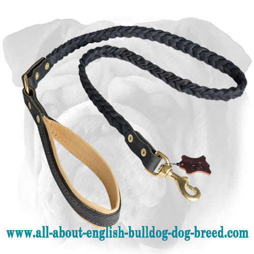 Braided Handcrafted Leather English Bulldog Leash