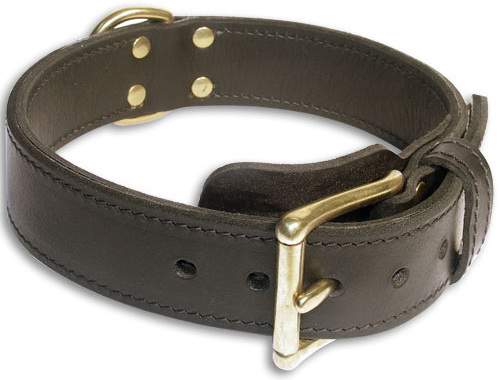 Leather Black collar 24'' for English Bulldog/24 inch dog collar- c33nh