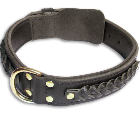  Bulldog Braided Black dog collar 20 inch/20'' collar-C55s33