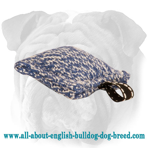 Pocket Puppy French Linen English Bulldog Bite Tug with Small Loop - Click Image to Close