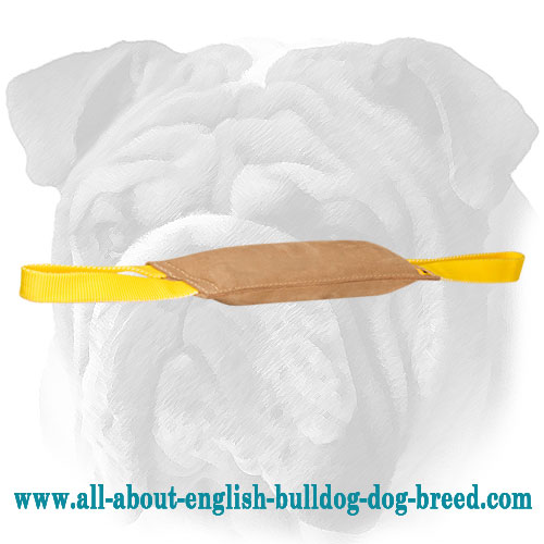 Leather Dog Tug Toy with 2 Handles for English Bulldog Breed