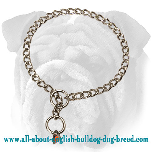 Stainless Steel English Bulldog Choke Collar for Behavior Correction - 1/9 inch (3 mm)