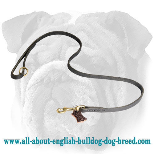 Leather English Bulldog Leash with Floating O-Ring