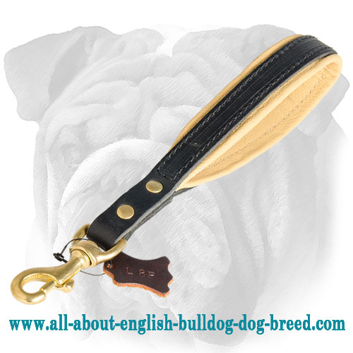 Leather English Bulldog Leash with Short Handle