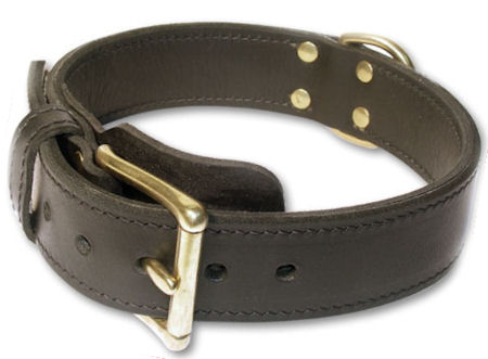 Heavy 2-Ply Leather English Bulldog Collar