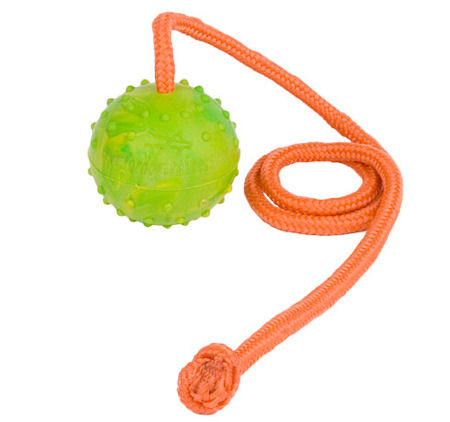 K9 Ball with Rope - Active Dog Toy for English Bulldog TT1 2 1/3 inch (6 cm)