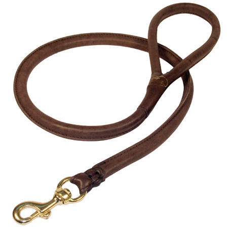 Natural Rolled Leather Dog Leash for English Bulldog