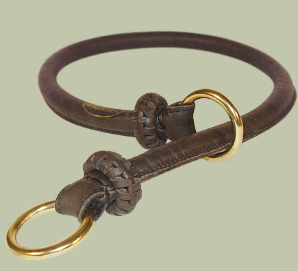 Rolled Leather English Bulldog Slip Collar - Click Image to Close