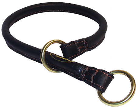 Silent Round Leather Choke Collar for English Bulldog