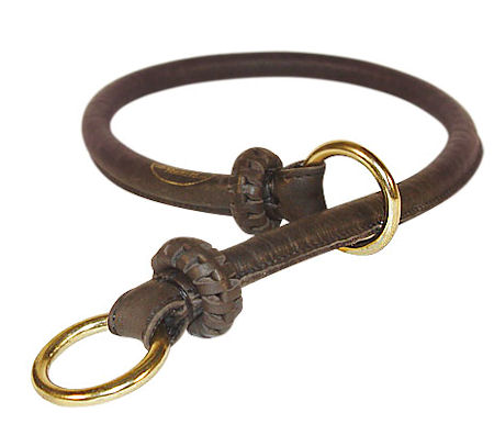 Round Leather Choke Collar for English Bulldog
