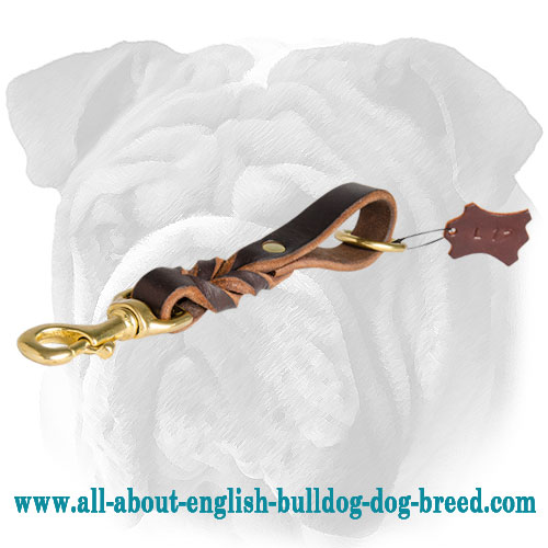 Short Leather English Bulldog Leash | Pull Tab Dog Leash