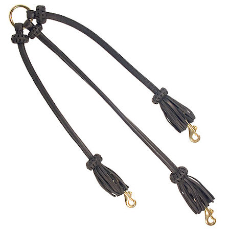 Reliable English Bulldog Leather Rolled Triple Leash - Click Image to Close