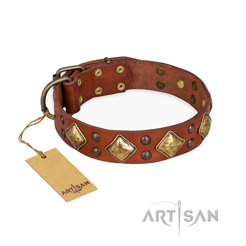 "Flight of Fancy" FDT Artisan Adorned Leather English Bulldog Collar