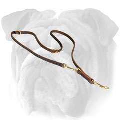 Leather English Bulldog Lead with Brass Snap Hooks