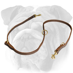 Leather English Bulldog Lead with Rust-Proof Hardware